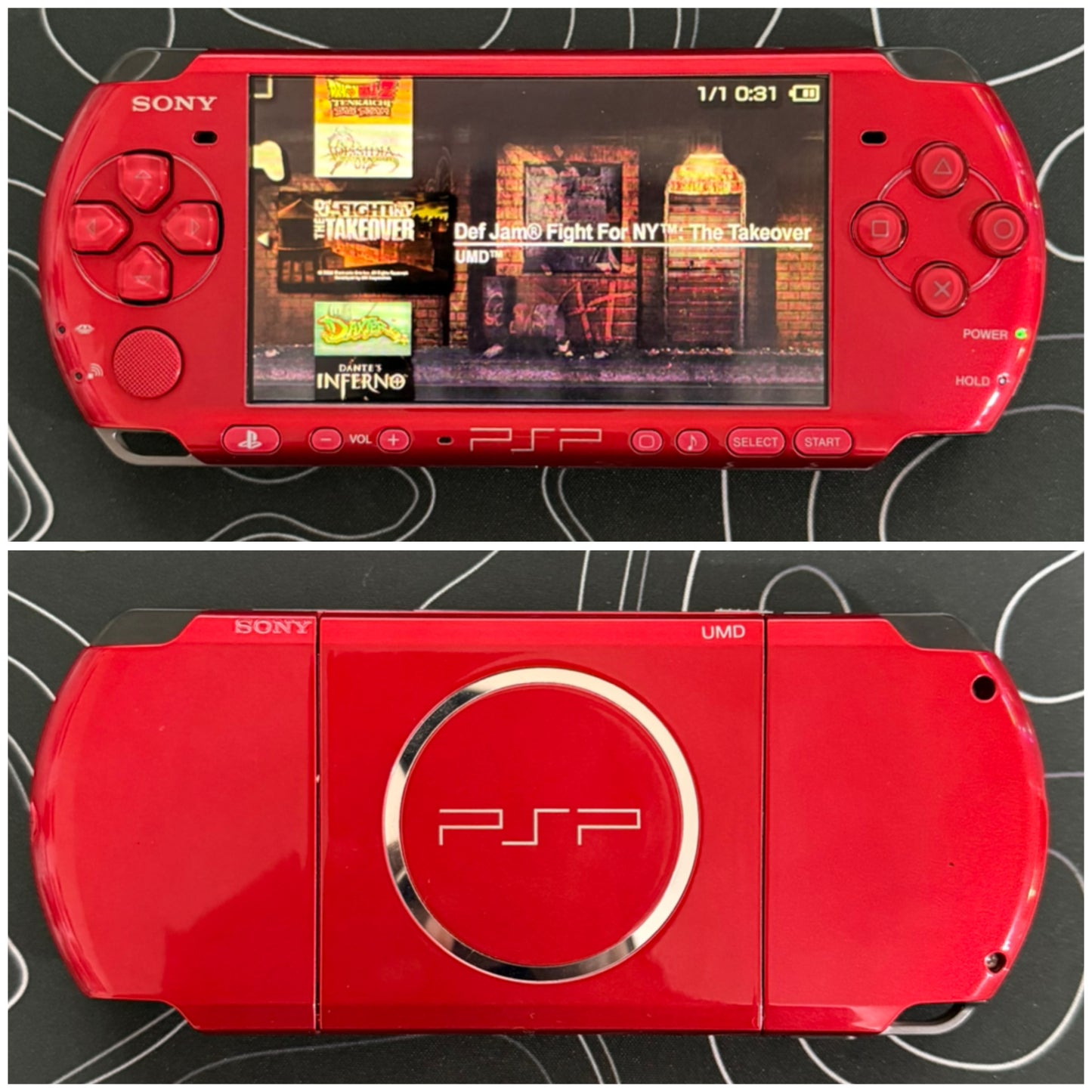USED PSP 3000 with |Charger+Case+Clear Shell+Screen Protector+Wrist Strap|