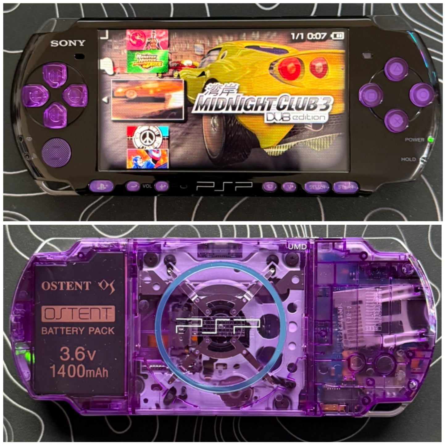 PSP 3000 with |Charger+Case+Clear Shell+Screen Protector+Wrist Strap|