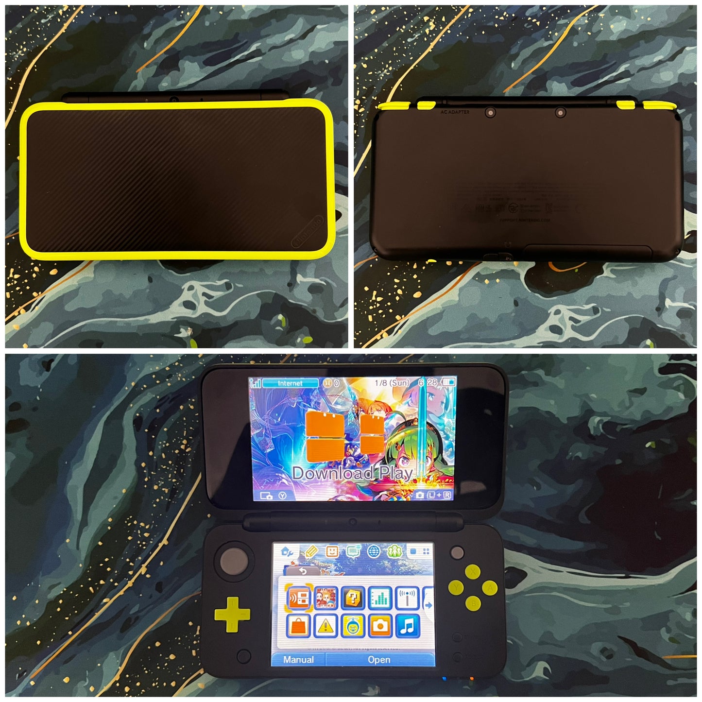 New 2DS LL with (Case/Charger/Hand Grip/Clear Shell/Screen Protector)