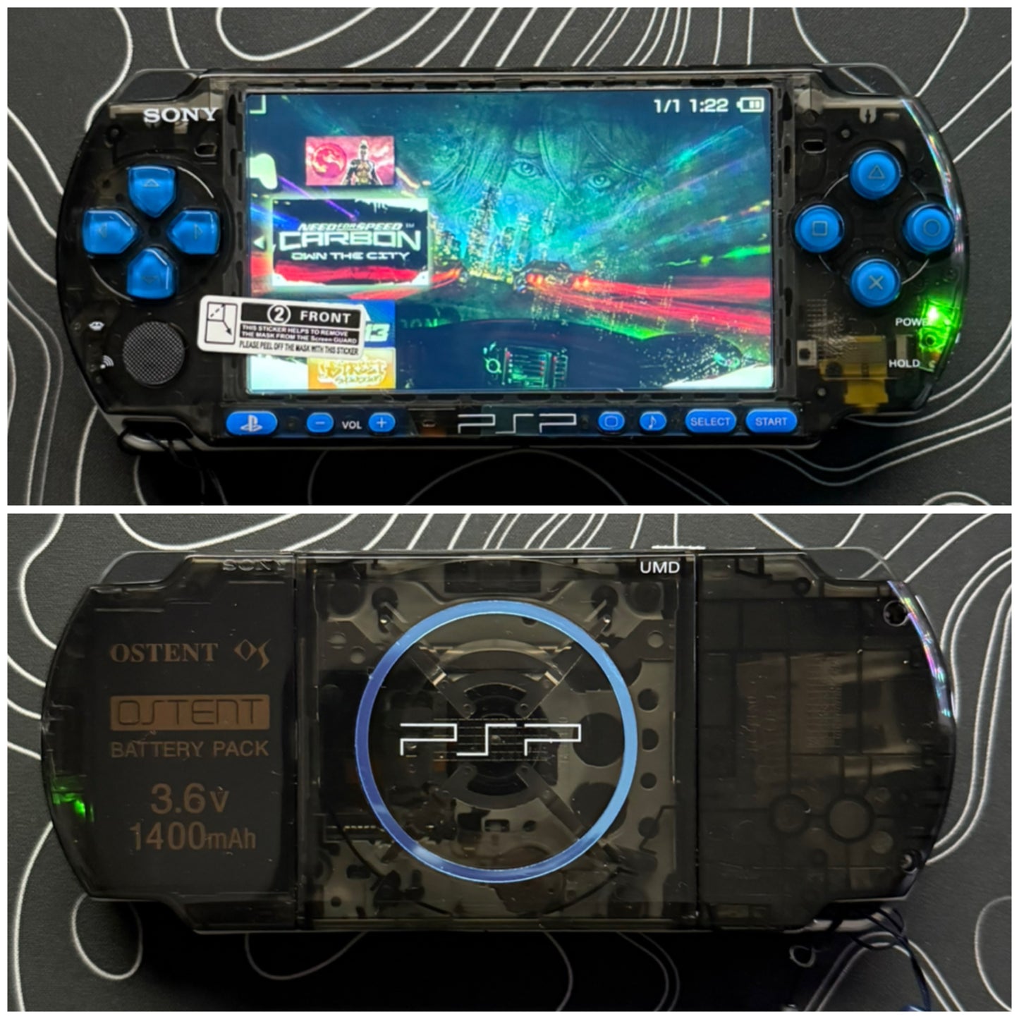 PSP 3000 with |Charger+Case+Clear Shell+Screen Protector+Wrist Strap|
