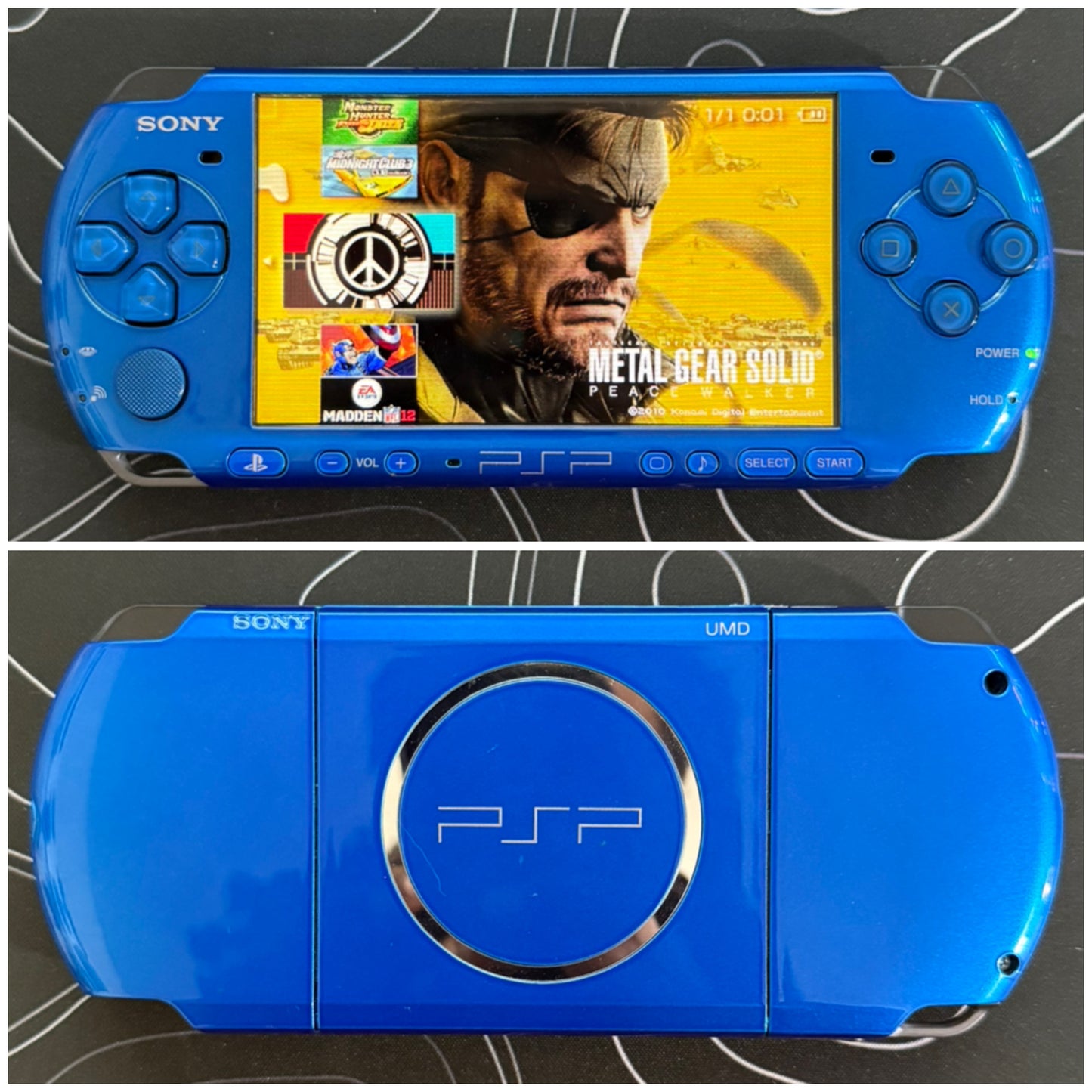 USED PSP 3000 with |Charger+Case+Clear Shell+Screen Protector+Wrist Strap|
