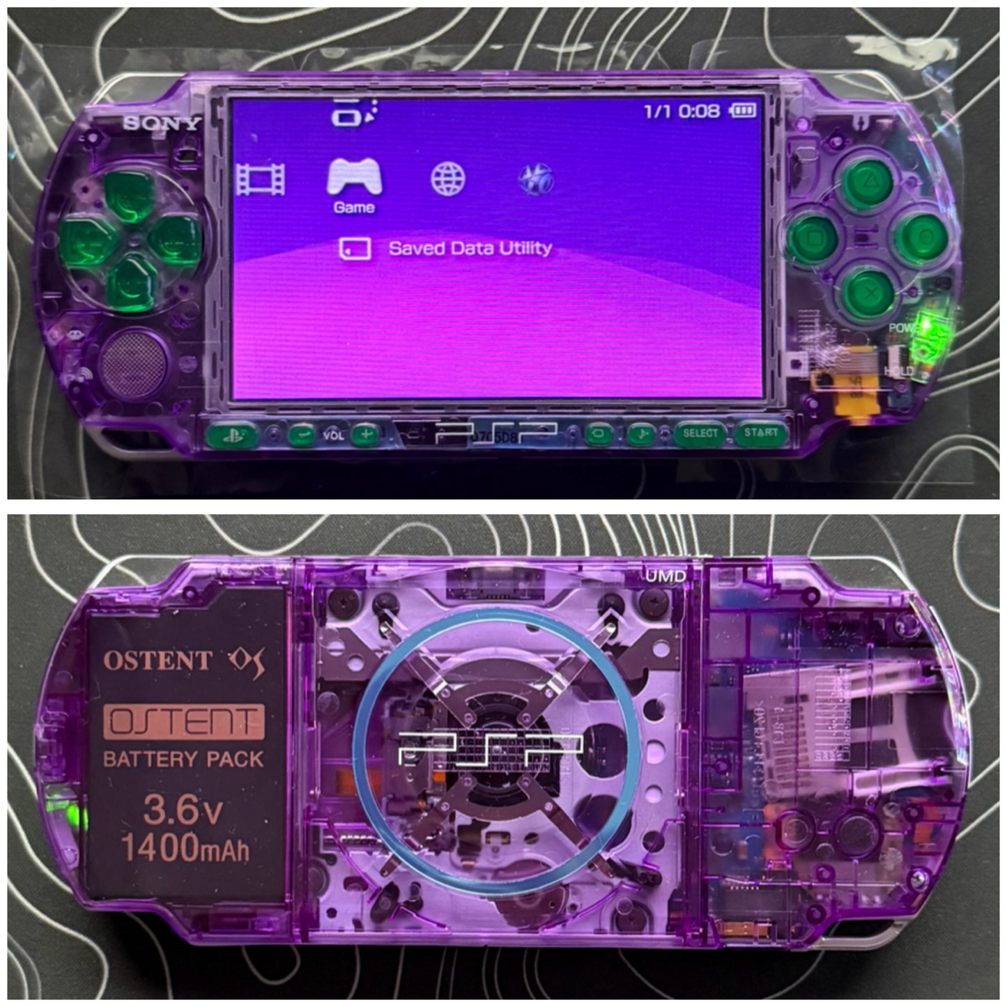PSP 3000 with |Charger+Case+Clear Shell+Screen Protector+Wrist Strap|