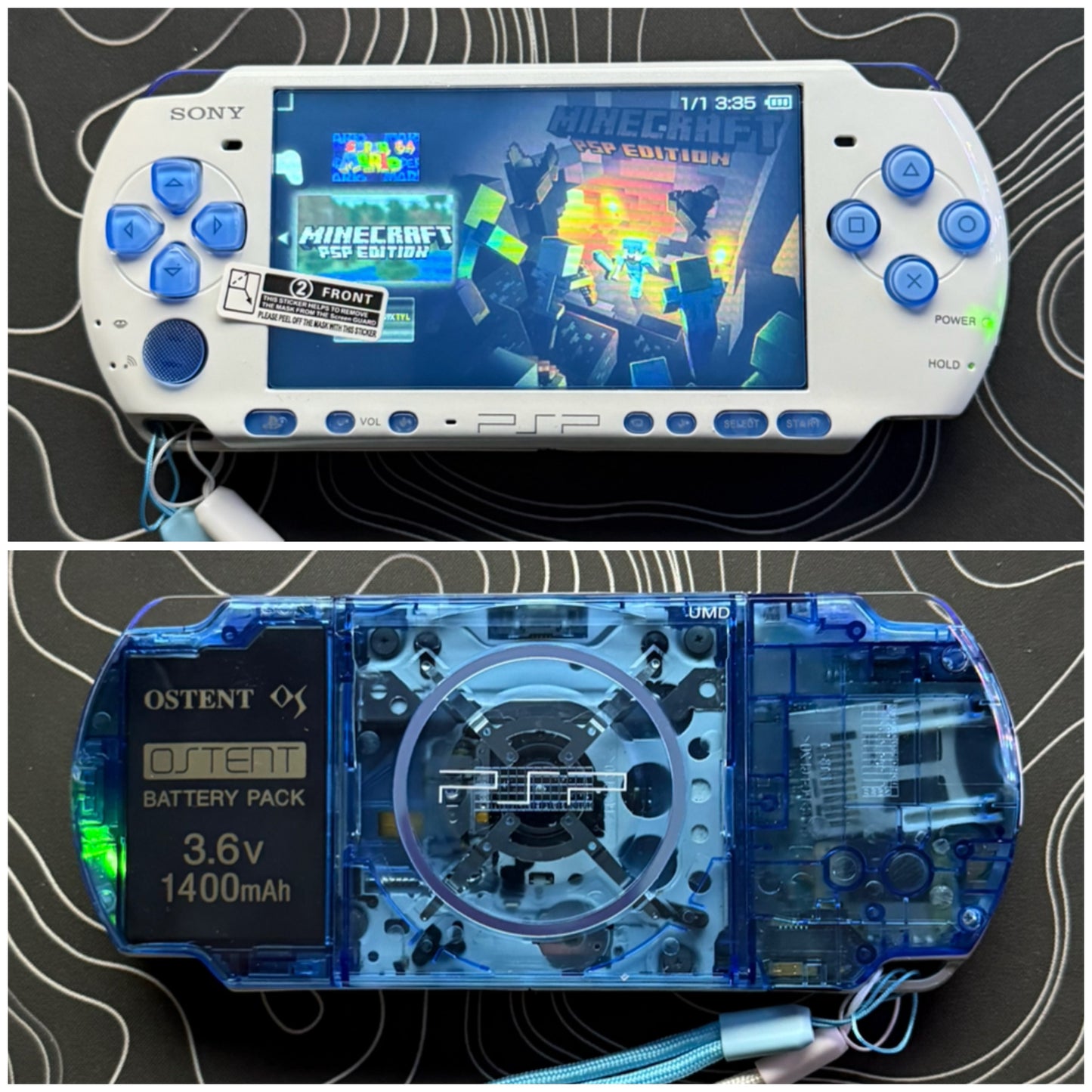 PSP 3000 Fully Customized Per your request w (Free Pouch & Transparent Clear Shell, Wrist strap, Charger)