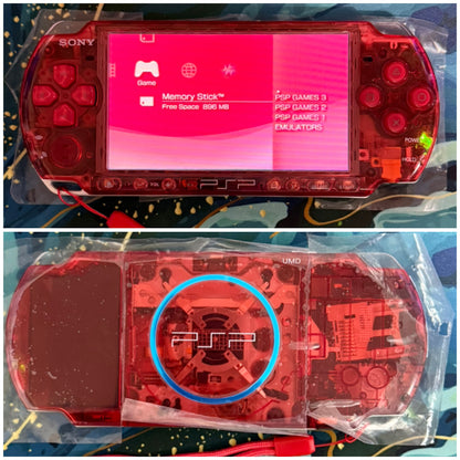 PSP 3000 Fully Customized Per your request w (Free Pouch & Transparent Clear Shell, Wrist strap, Charger)