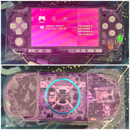 PSP 3000 Fully Customized Per your request w (Free Pouch & Transparent Clear Shell, Wrist strap, Charger)