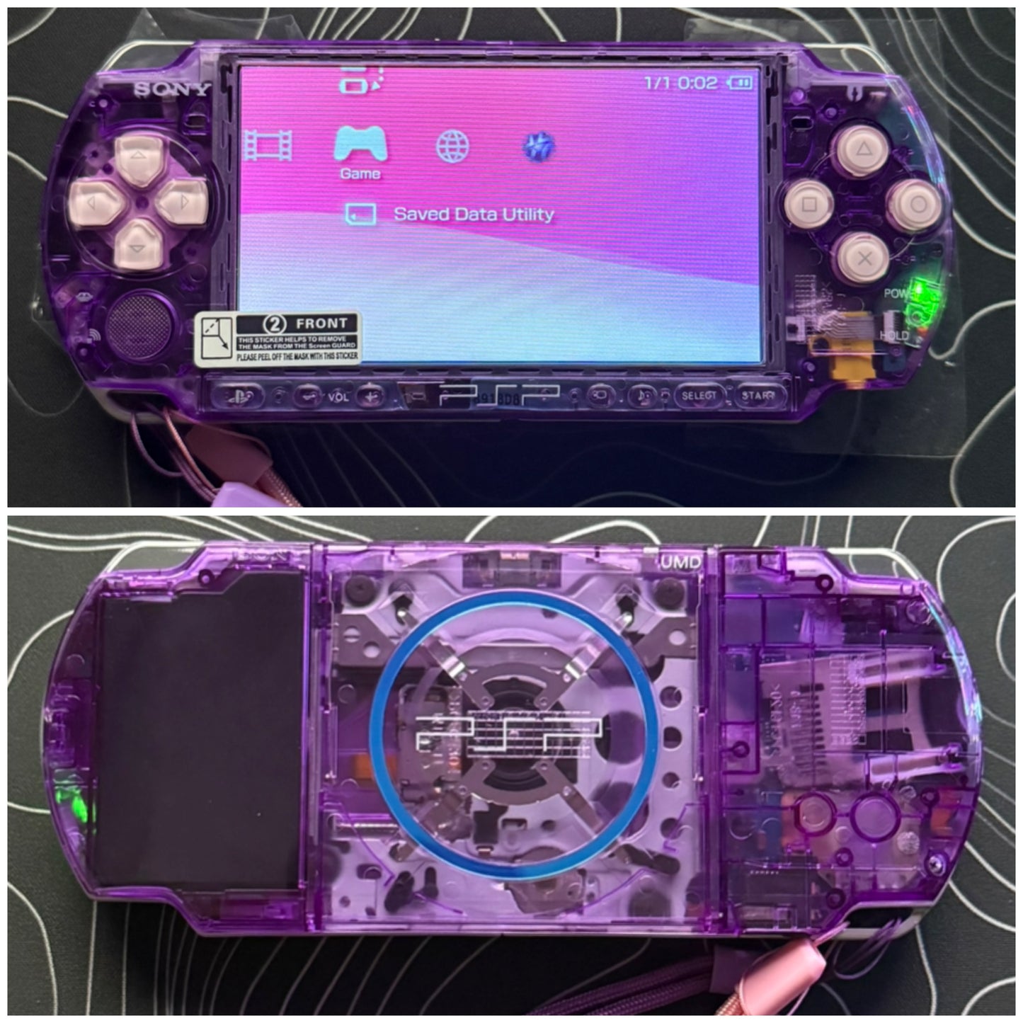 PSP 3000 Fully Customized Per your request w (Free Pouch & Transparent Clear Shell, Wrist strap, Charger)