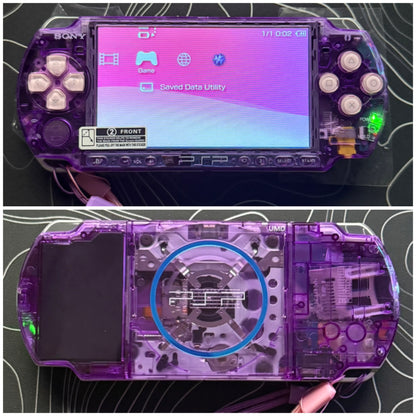 PSP 3000 Fully Customized Per your request w (Free Pouch & Transparent Clear Shell, Wrist strap, Charger)