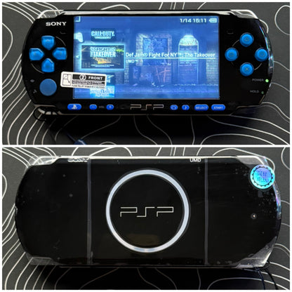 PSP 3000 Fully Customized Per your request w (Free Pouch & Transparent Clear Shell, Wrist strap, Charger)