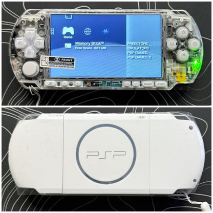 PSP 3000 Fully Customized Per your request w (Free Pouch & Transparent Clear Shell, Wrist strap, Charger)