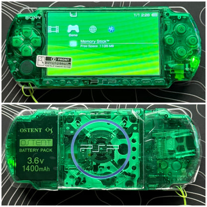 PSP 3000 Fully Customized Per your request w (Free Pouch & Transparent Clear Shell, Wrist strap, Charger)