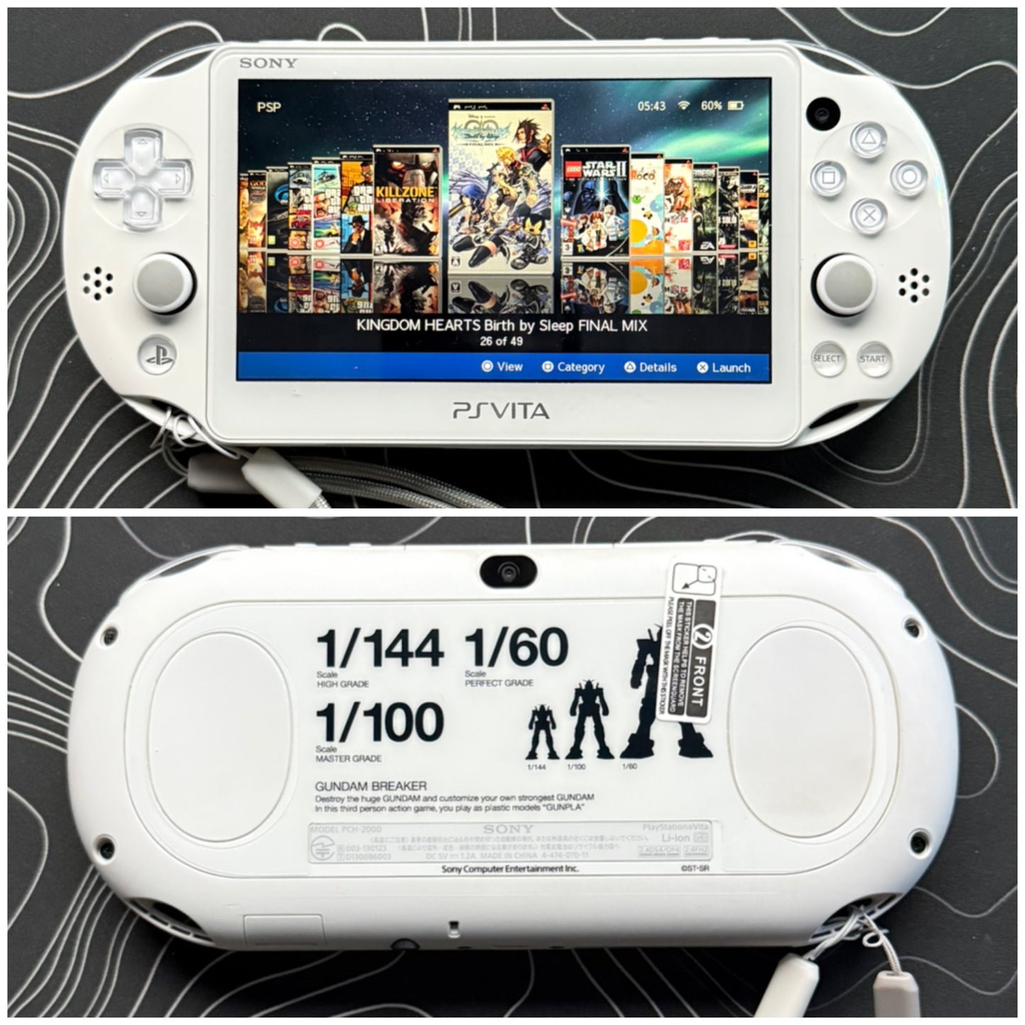 Psvita 2000 Fully Customized with (Case/Charger/Screen Protector/Wrist Strap/Clear Shell)