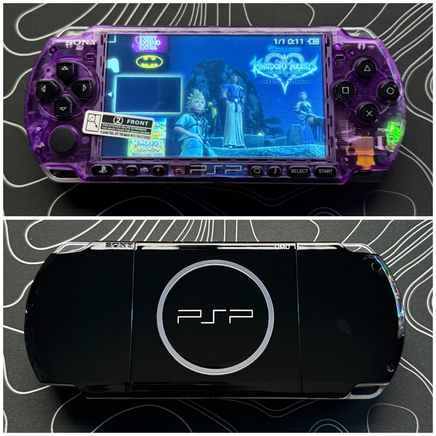 PSP 3000 Fully Customized Per your request w (Free Pouch & Transparent Clear Shell, Wrist strap, Charger)