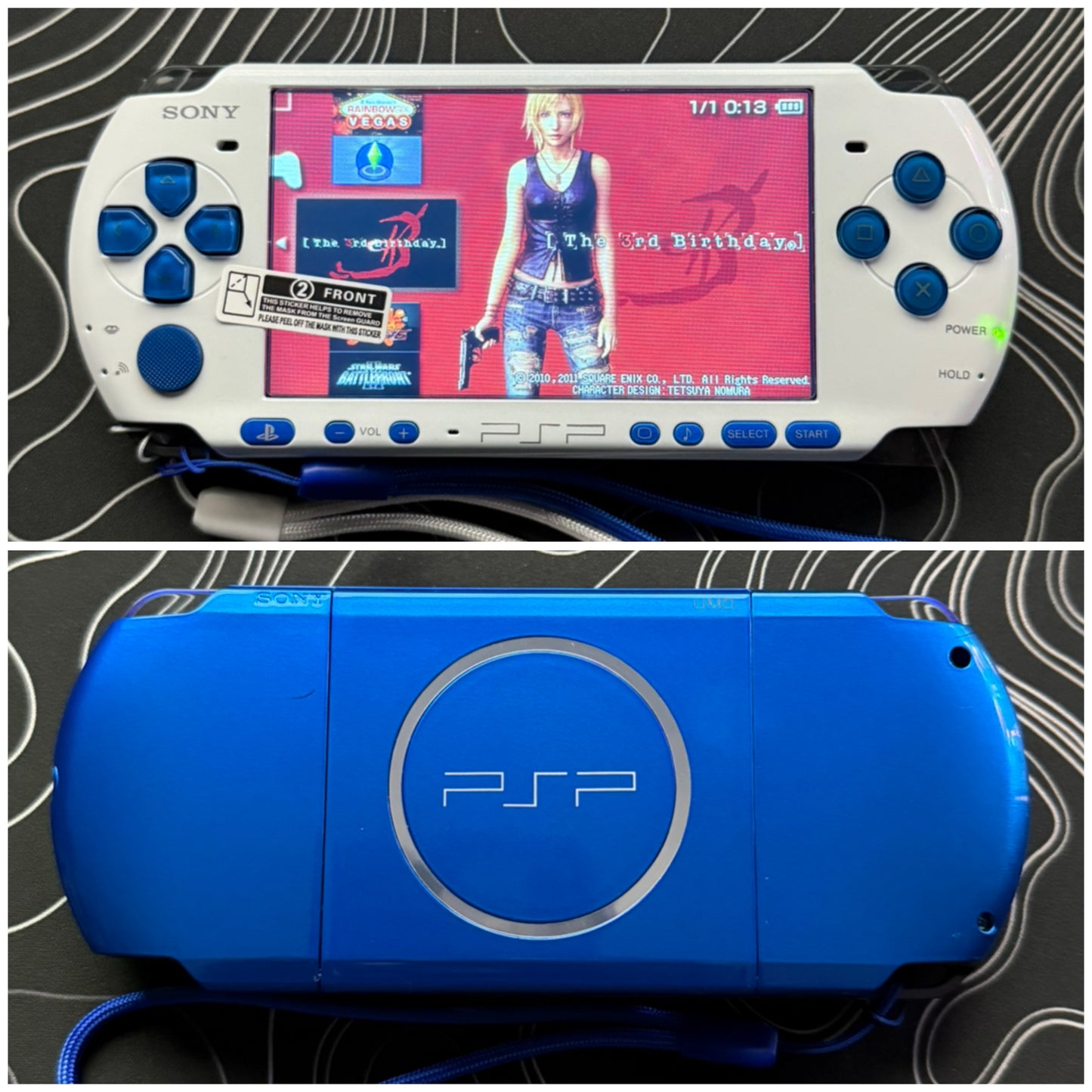 PSP 3000 Fully Customized Per your request w (Free Pouch & Transparent Clear Shell, Wrist strap, Charger)