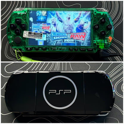 PSP 3000 Fully Customized Per your request w (Free Pouch & Transparent Clear Shell, Wrist strap, Charger)