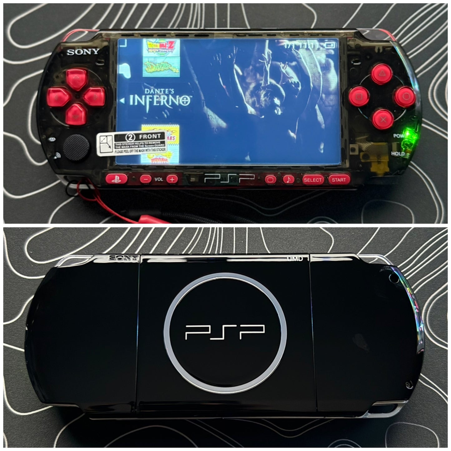 PSP 3000 Fully Customized Per your request w (Free Pouch & Transparent Clear Shell, Wrist strap, Charger)
