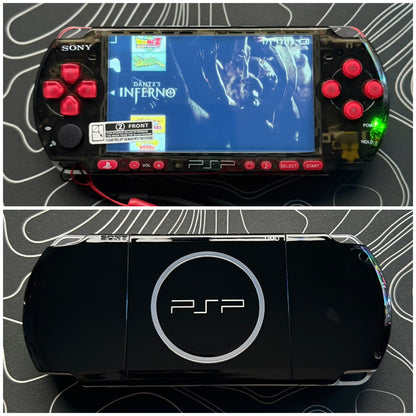 PSP 3000 Fully Customized Per your request w (Free Pouch & Transparent Clear Shell, Wrist strap, Charger)