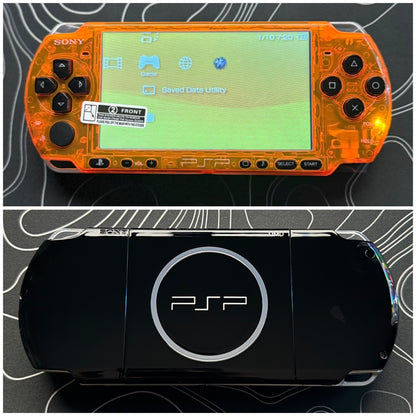 PSP 3000 Fully Customized Per your request w (Free Pouch & Transparent Clear Shell, Wrist strap, Charger)