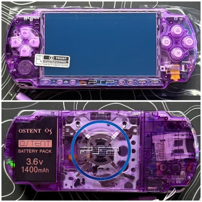 PSP 3000 Fully Customized Per your request w (Free Pouch & Transparent Clear Shell, Wrist strap, Charger)
