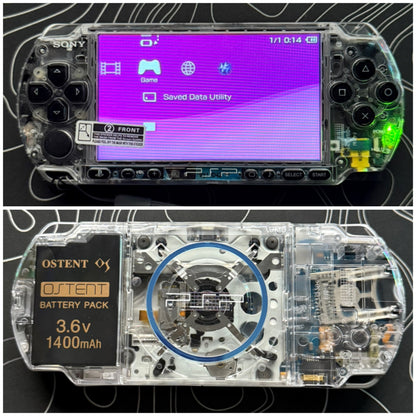 PSP 3000 Fully Customized Per your request w (Free Pouch & Transparent Clear Shell, Wrist strap, Charger)