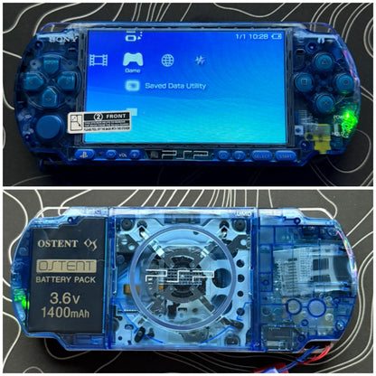 PSP 3000 Fully Customized Per your request w (Free Pouch & Transparent Clear Shell, Wrist strap, Charger)