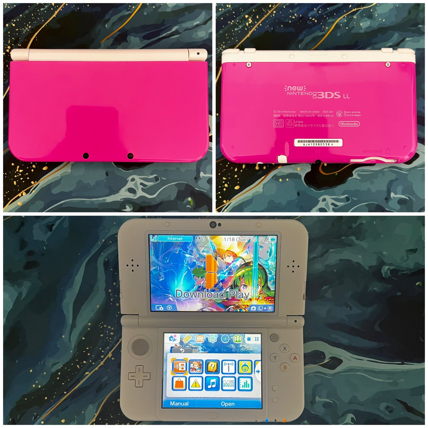 New 3DS LL with (Case/Charger/Wrist Strap/Hand Grip/Clear Shell/Screen Protector)