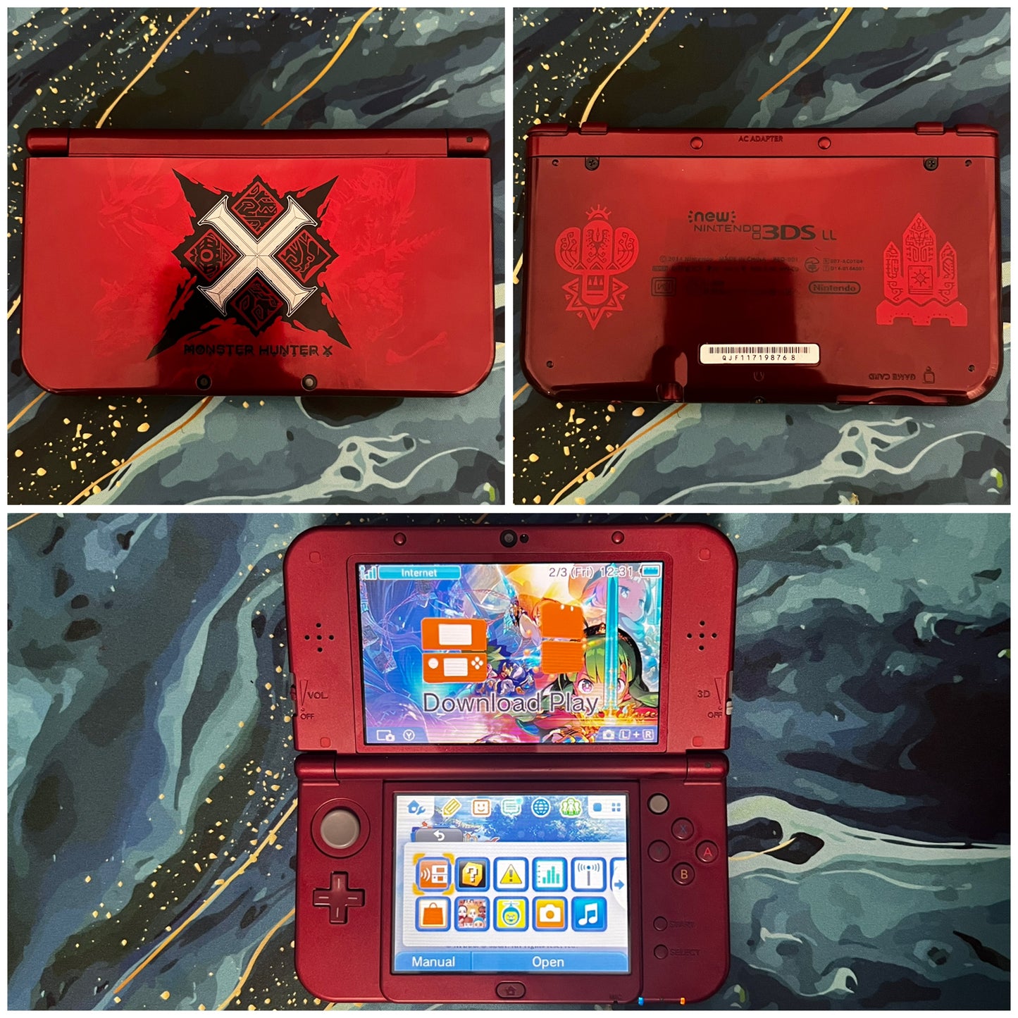 New 3DS LL with (Case/Charger/Wrist Strap/Hand Grip/Clear Shell/Screen Protector)