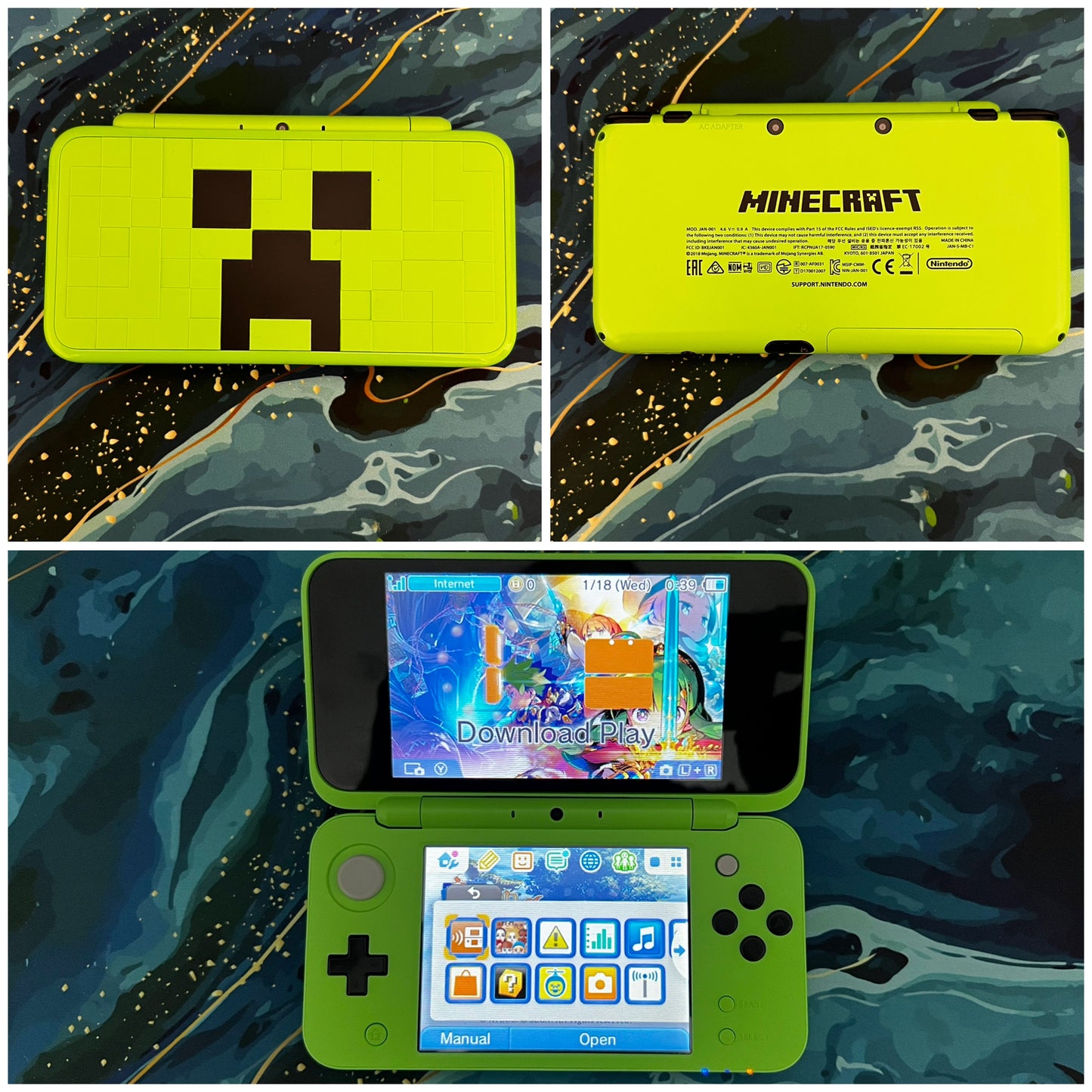 New 2DS LL with (Case/Charger/Hand Grip/Clear Shell/Screen Protector)